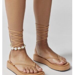 Urban Outfitters Tan Lace-Up Sandals